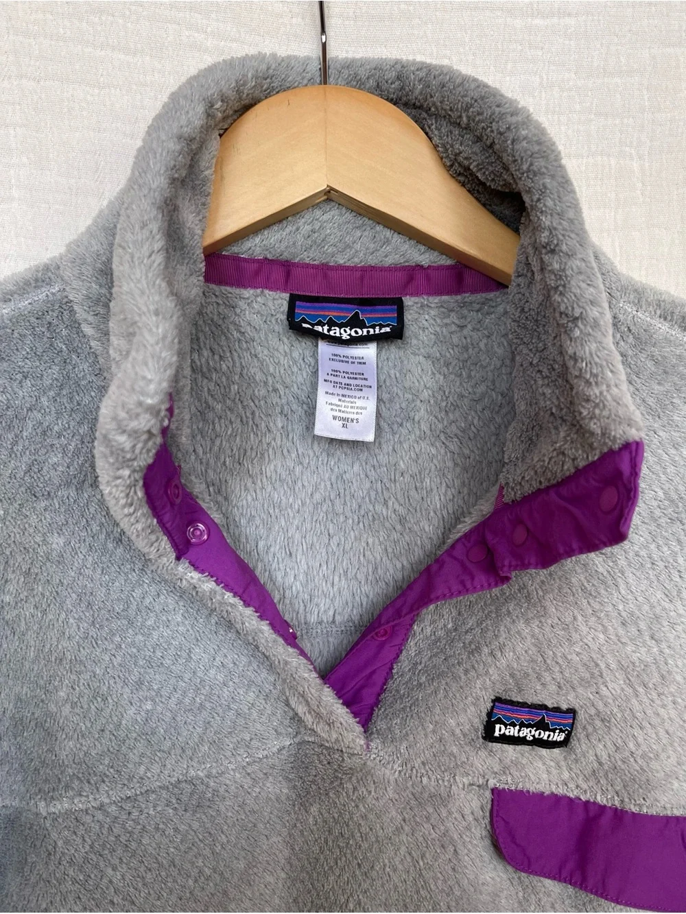Patagonia Women's Re-Tool Snap-T Fleece Pullover Grey / Purple XL